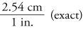 Image of an exact conversion factor, 2.54 centimeters per inch.