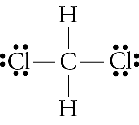 Image of the Lewis structure of CH2Cl2