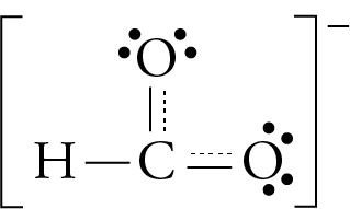 Image of the resonance hybrid for the formate ion, HCO3-