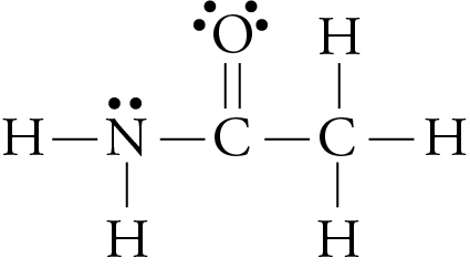 Image of the Lewis structure of H2NCOCH3