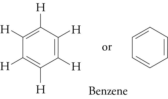 Image showing two ways to draw the line drawing for benzene