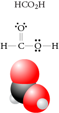 Image of the condensed formula, Lewis structure, and space filling model for formaldehyde