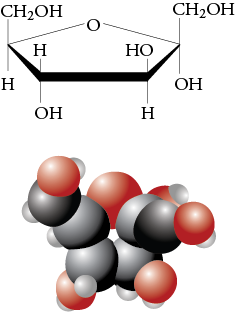 Image of the line drawing and space filling model for alpha fructose