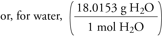 Image showing the molar mass of water as 18.0153 grams per mole